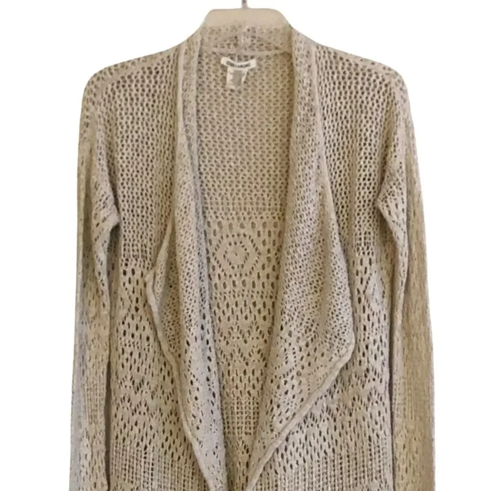 Billabong Crochet Duster Cardigan Womens Size S Cream Boho Festival Sweater